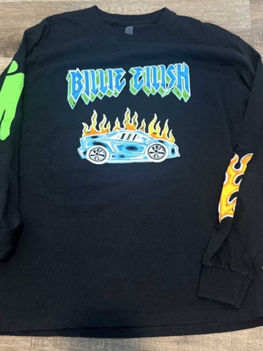 Billie Eilish World Tour Burning Car Long Sleeve Shirt Medium Official Merch